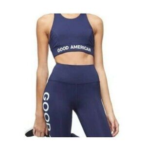 NWT Good American Core Power Sports Bra Bralette Top Active Athleisure Navy XS